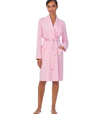 Lauren Ralph Lauren Women's Quilted-Collar Cotton Robe Pink Size S  7641